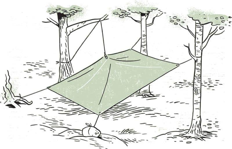 How do you hang a tarp without trees
