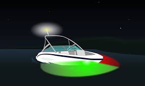 At night, which side of a vessel is illuminated by a green light?