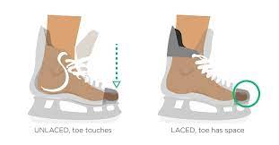 Checking figure ice skates for fit